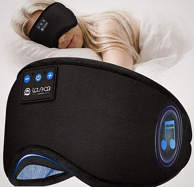 LOVE EYE Bluetooth Schlafmaske für Seitenschläfer, ultraflache Kopfhörer, li