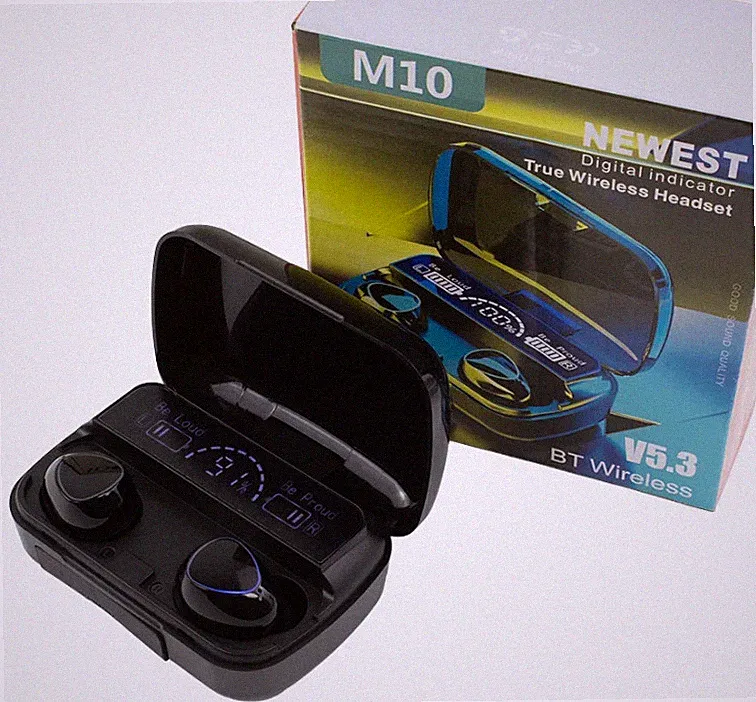 M10 TWS In-Ear Kopfhörer Bluetooth 5.3 Kabellos Sport Ladeetui mit LED