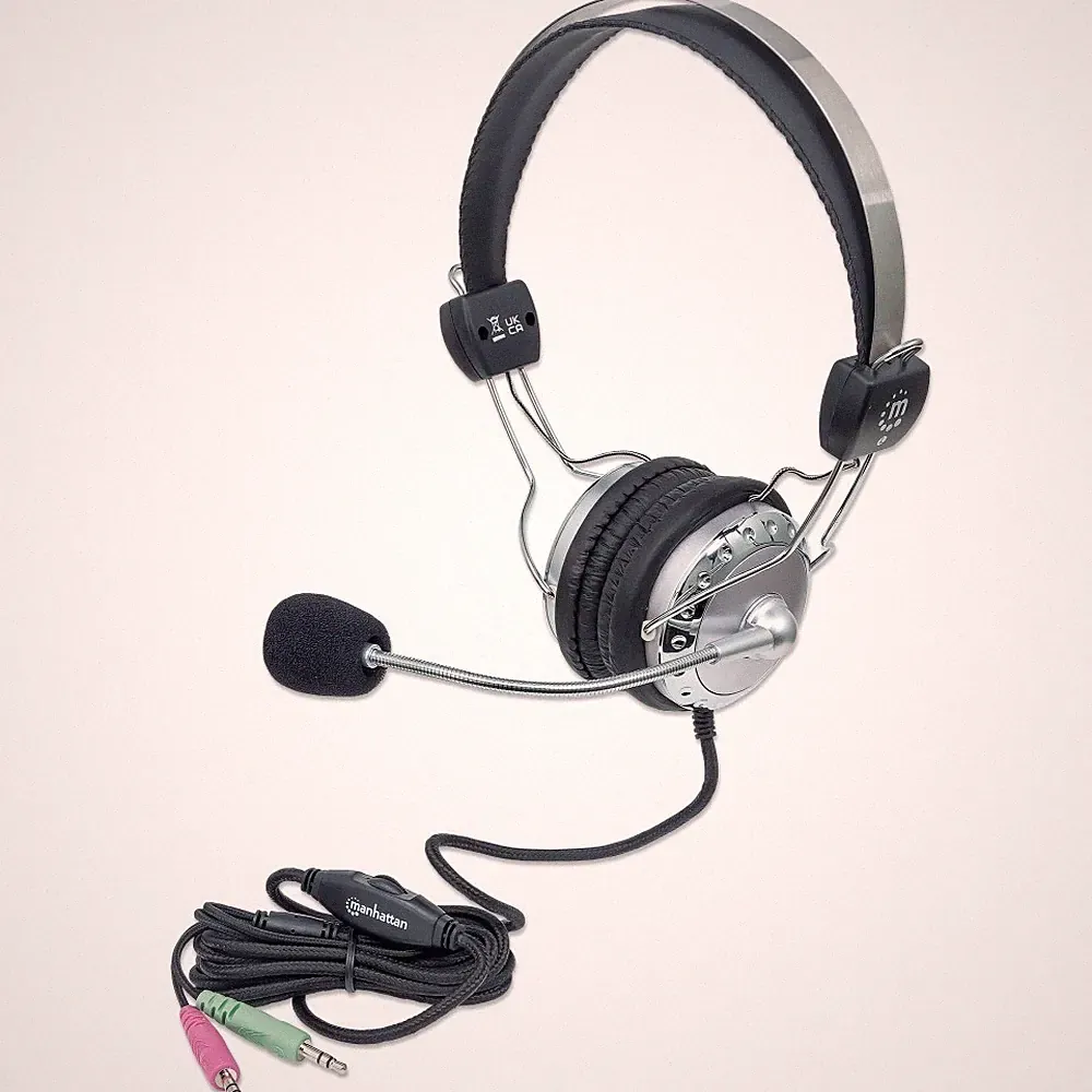 Manhattan Stereo Kopfhörer mit Mikrofon mit flexibler Stange
