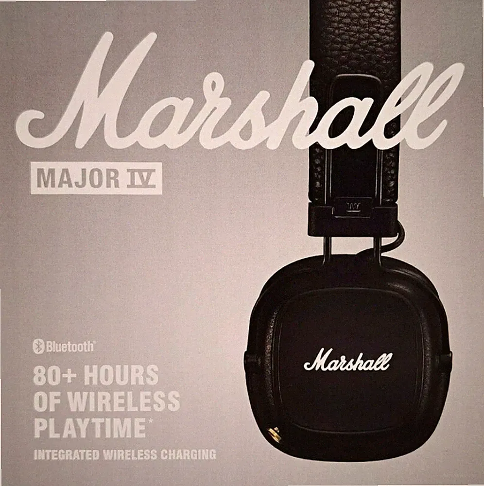 Marshall Major IV On-Ear Kopfhörer Bluetooth Schwarz Wireless Charging 3,5mm