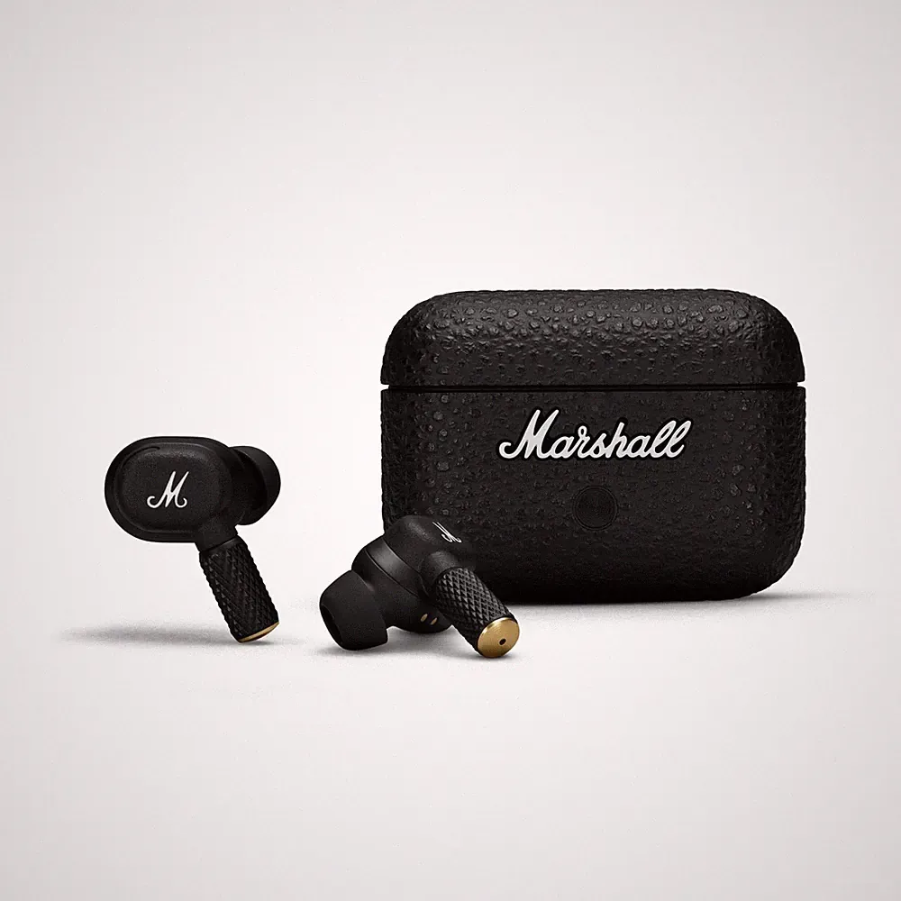 Marshall Motif II ANC Wireless Earbuds Noise Cancelling Schwarz 30H Qi Laden