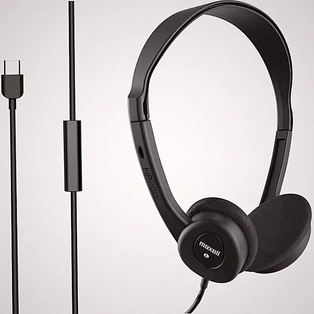 Maxell HP101 Type-C Lightweight Headphones, Built-in Microphone, Adj (US IMPORT)