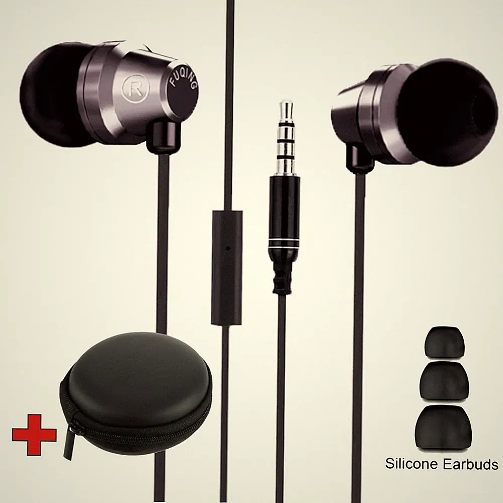 Mega Bass In-Ear Kopfhörer Headset MX1 in PU-Hardcase gunmetal-schwarz