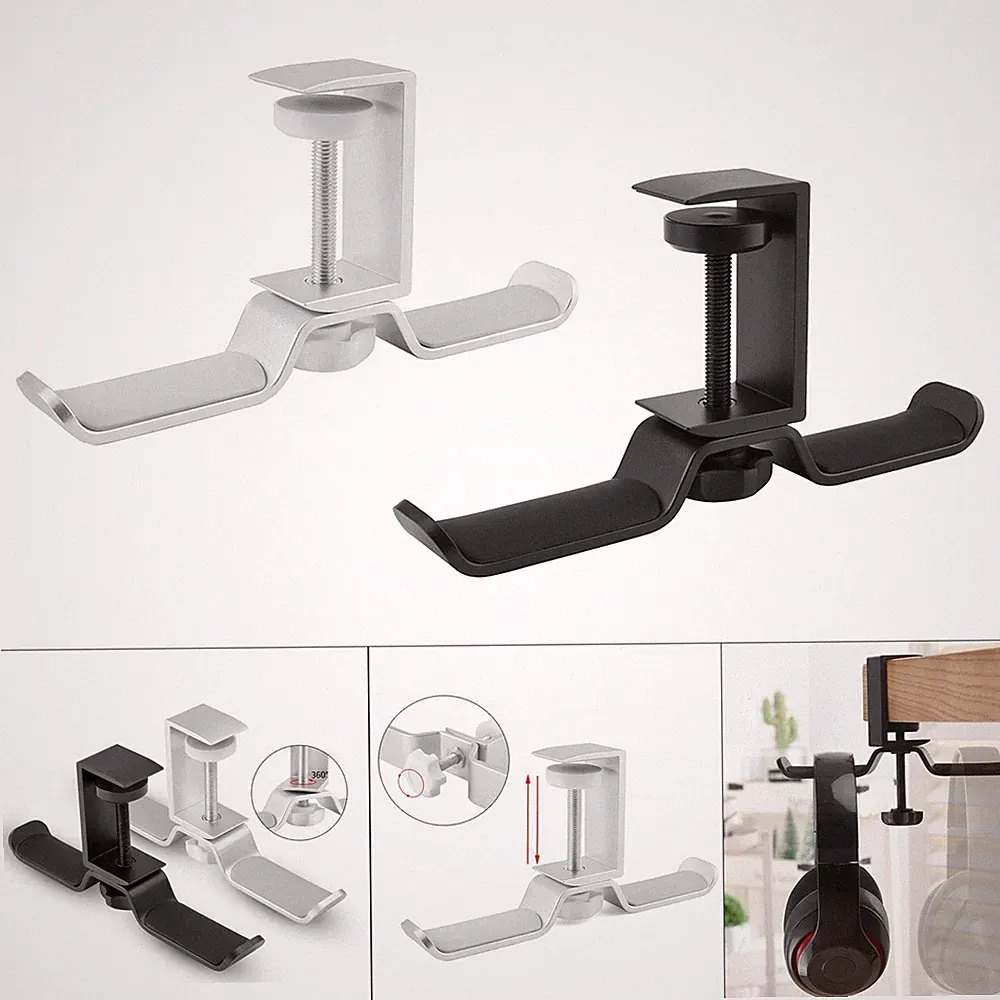 Metall-Doppelkopfhörer unter dem Schreibtischhaken-Headset-Halter, langlebig