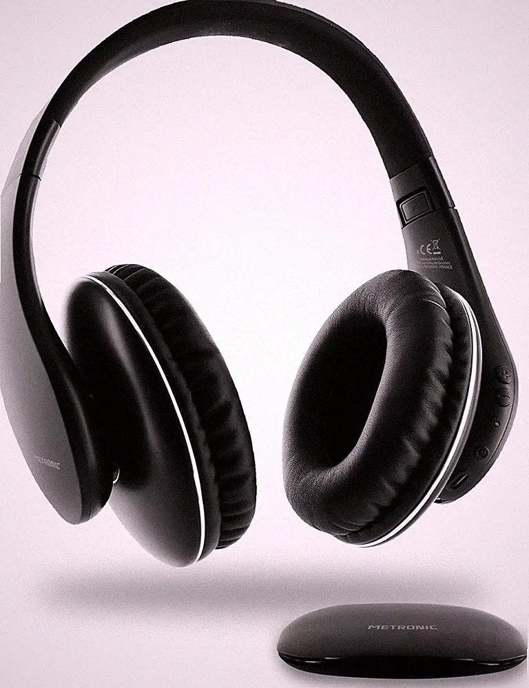 Metronic Kabellose TV Kopfhörer mit Optischer Eingang Over-ear Schwarz