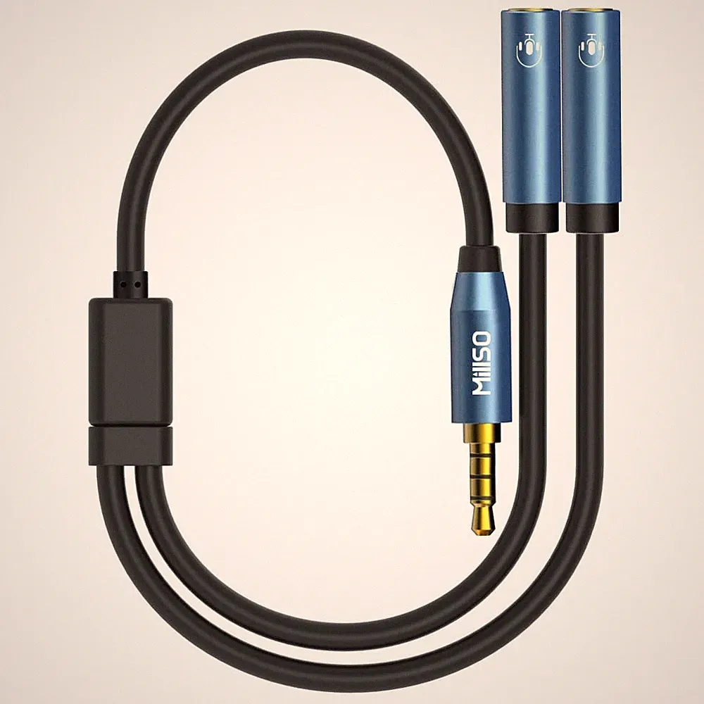 MillSO 3.5mm Kopfhörer Adapter Splitter - 4-polig 3,5mm Klinke Y Kabel (1 zu 2