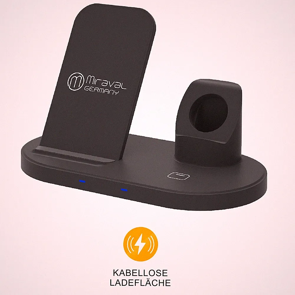 Miraval 2-in-1 Ladestation kabellos für Smartphone & Kopfhörer Smartwatch