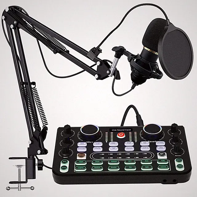 Mixer Set mit Soundkarte Mikrofon DJ Controller für Live, Recording, Karaoke