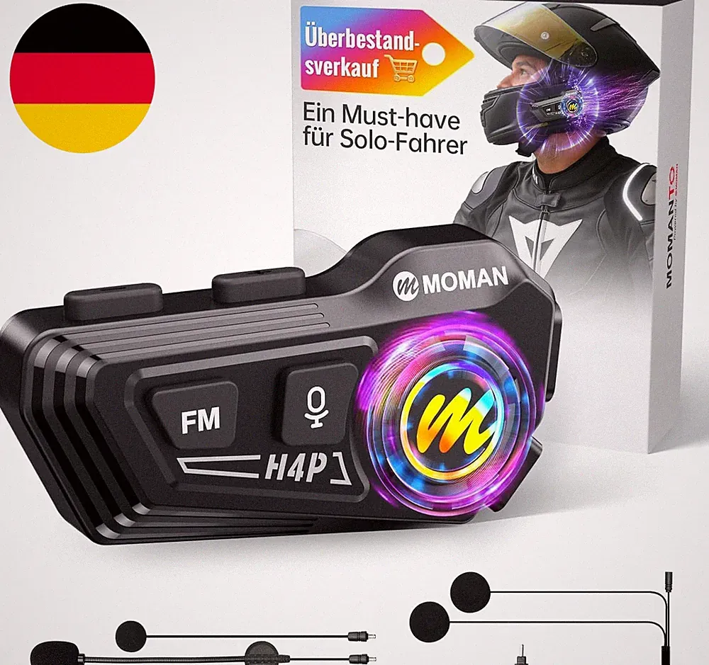 Moman Motorrad Helm Headset H4P Motorradhelm Kopfhörer BT5.1 Mit Hi-Fi Lautsprec