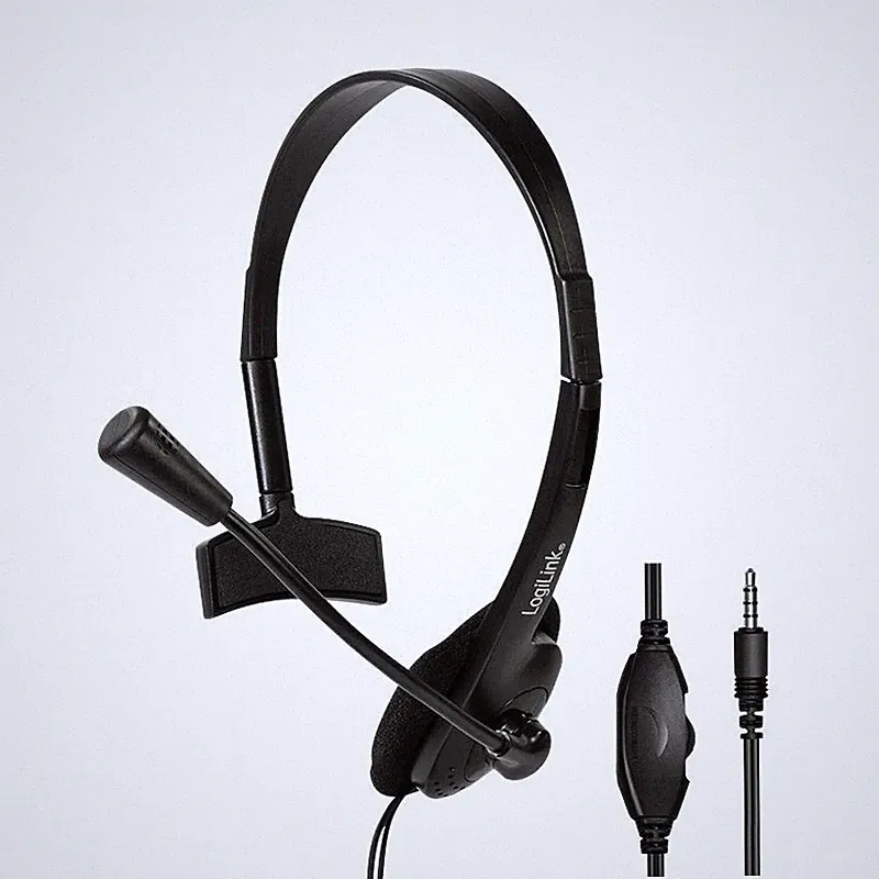 Mono Headset PC 3,5mm Klinke Kopfhörer mit Mikrofon Video Chat Laptop Computer