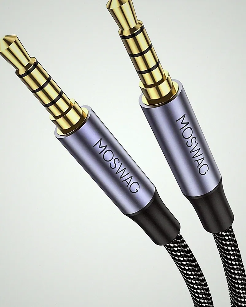 MOSWAG 4 Polig 3,5mm Klinke auf 3,5mm Klinke Aux Audio Kopfhörer Kabel 2 M