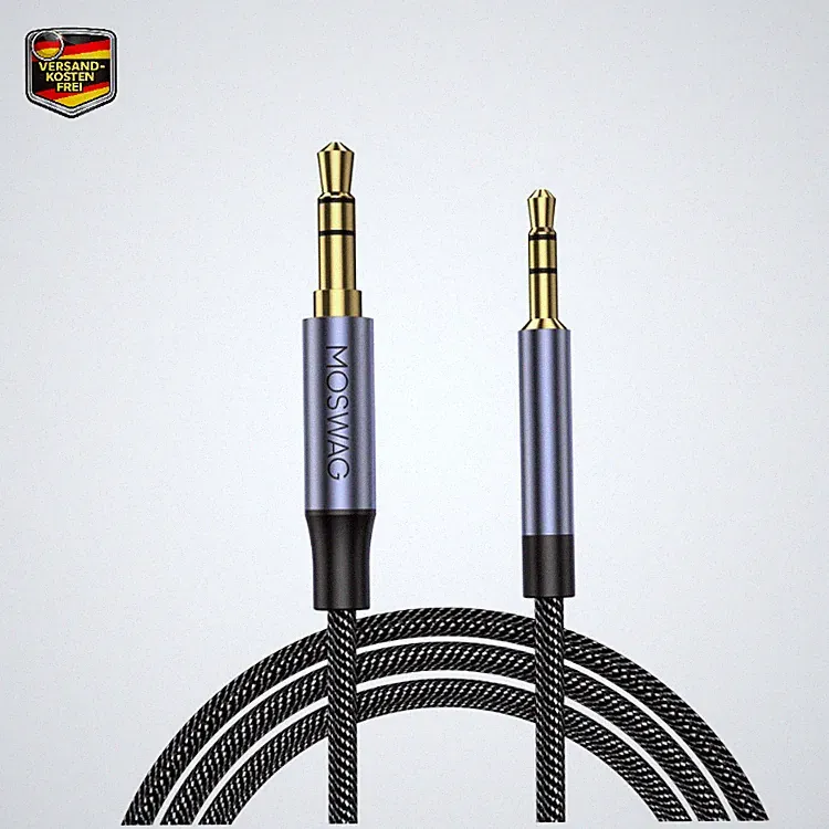 MOSWAG Klinke 3,5 mm auf 2,5 mm Audiokabel 1 Meter Schwarz für Bose JBL AKG