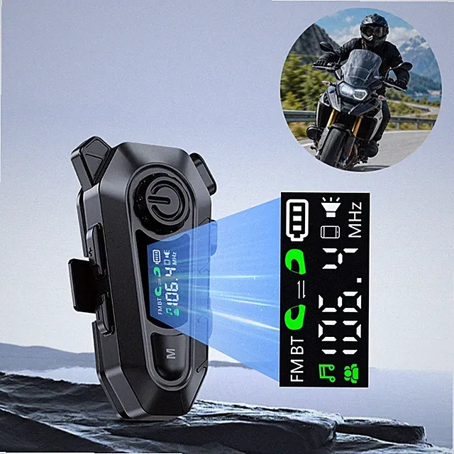 Motorrad Headset,Motorradhelm Bluetooth 5.4,Helm Kopfhörer mit Rauschreduzierung
