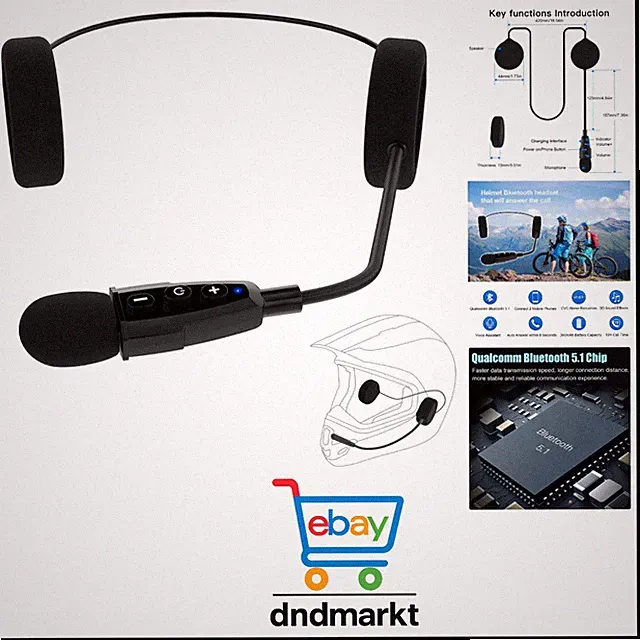 Motorrad Helm Bluetooth 5.1 Headset, E1+ mit CVC-Geräuschunterdrückung Funkti...