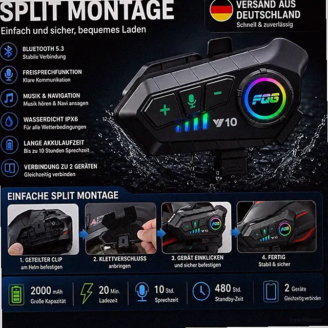 Motorrad Helm Bluetooth Headset Intercom Motorrad Gegensprechanlage Wasserdicht