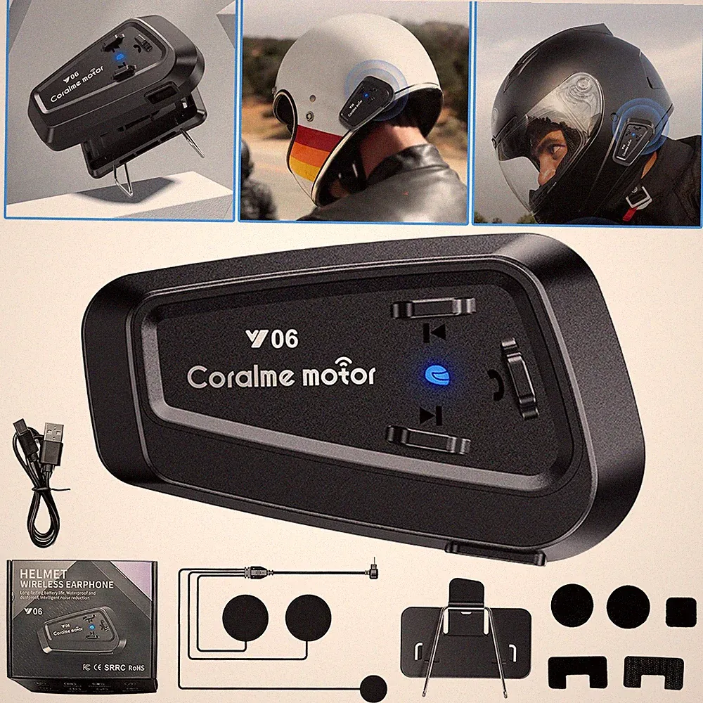 Motorrad Helm Bluetooth Kopfhörer 5 3 mit Mikrofon Stereo Schwarz Hard Mikrofon