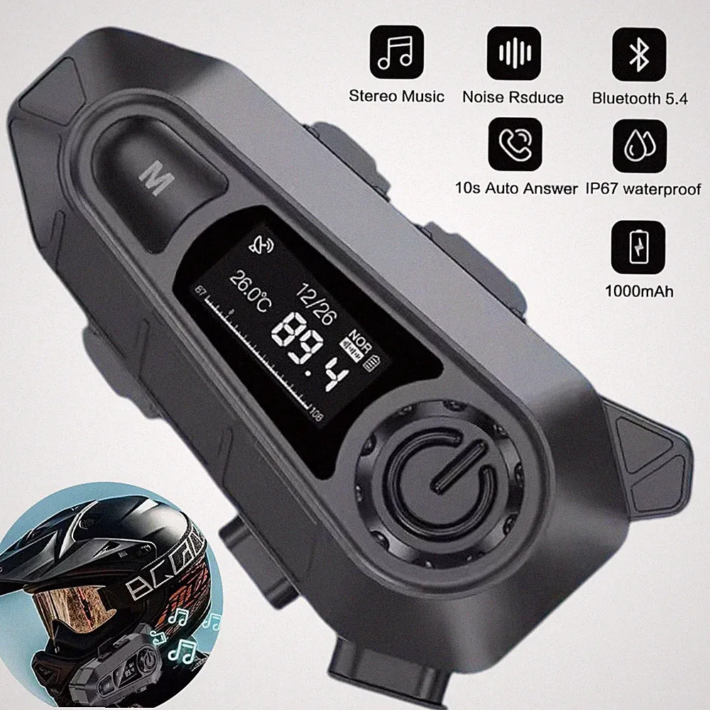 Motorrad Helm Headset, Bluetooth FM Motorradhelm Kopfhörer Geräuschunterdrückung