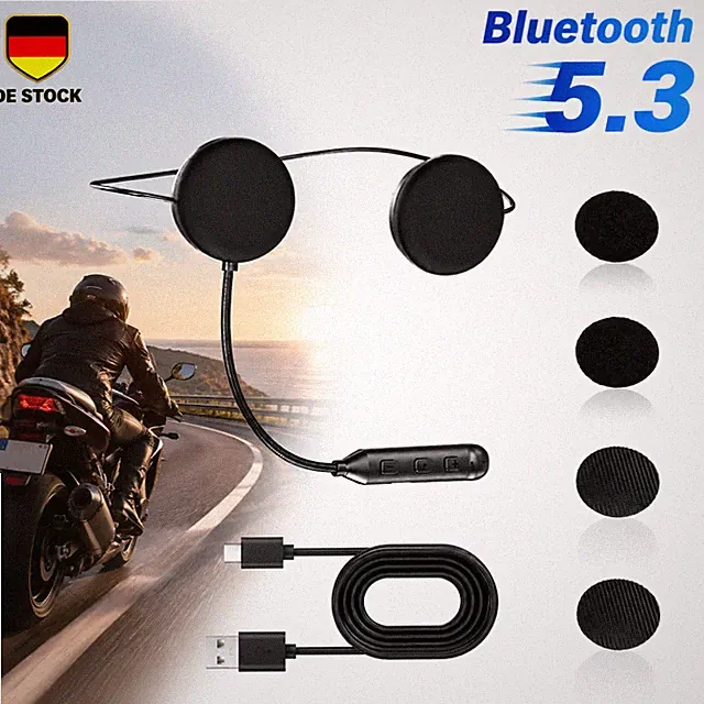 Motorrad Helm Headset Bluetooth Kabellose Musik USB-Aufladung Kopfhörer DE