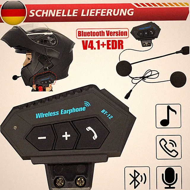 Motorrad Helm Headset Bluetooth Motorradhelm Kopfhörer Freisprecheinrichtung DE