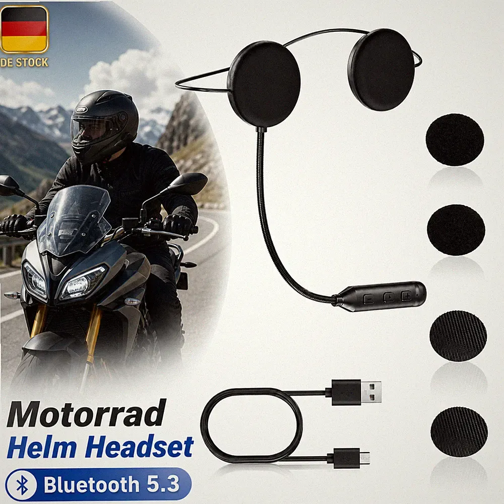 Motorrad Helm Headset Intercom Kopfhörer Bluetooth 5.3 Geräuschunterdrückung