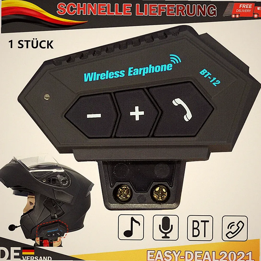 Motorrad Helm Intercom Gegensprechanlage Bluetooth Kopfhörer Musik Hören Headset