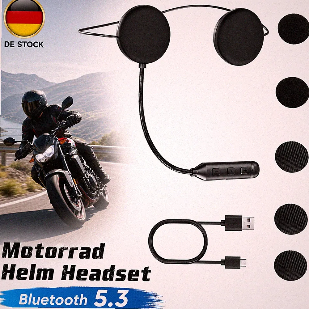 Motorradhelm Headset Bluetooth 5.3 Wireless Motorrad Kopfhörer mit Mikrofon~