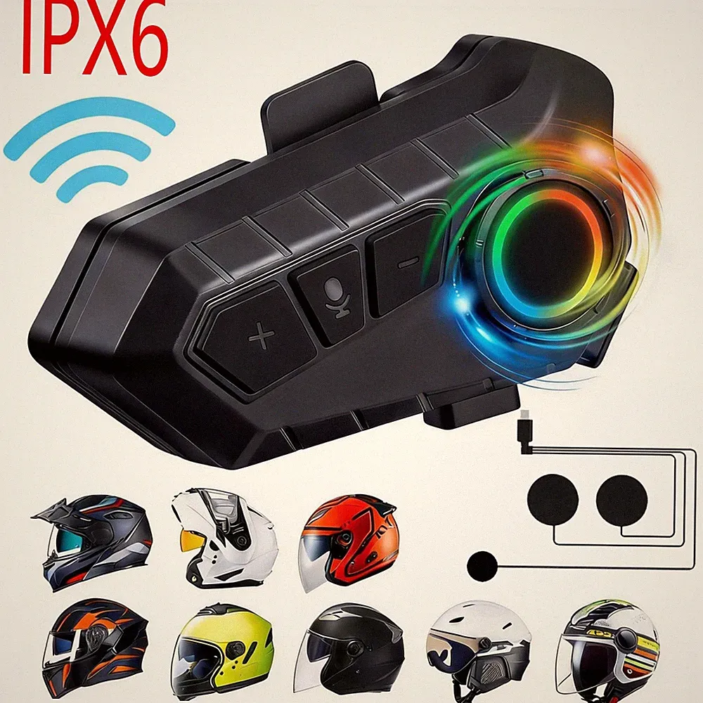 Motorradhelm Headset Bluetooth 6.0 Wireless Motorrad Kopfhörer Headset NEU