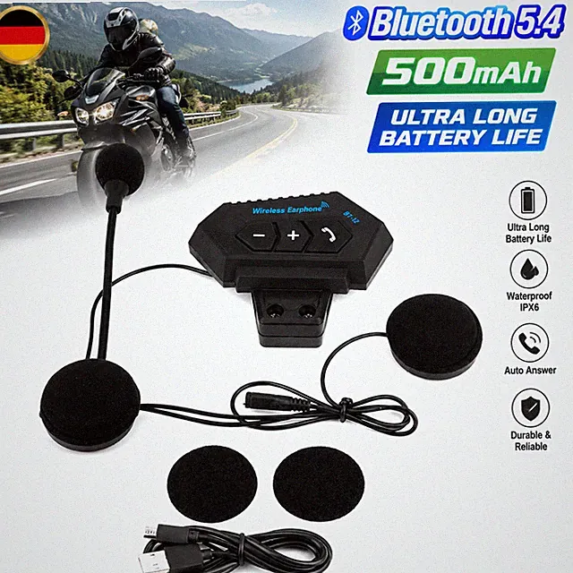 Motorradhelm Kopfhörer Bluetooth Headset Freisprecheinrichtung Gegensprechanlage