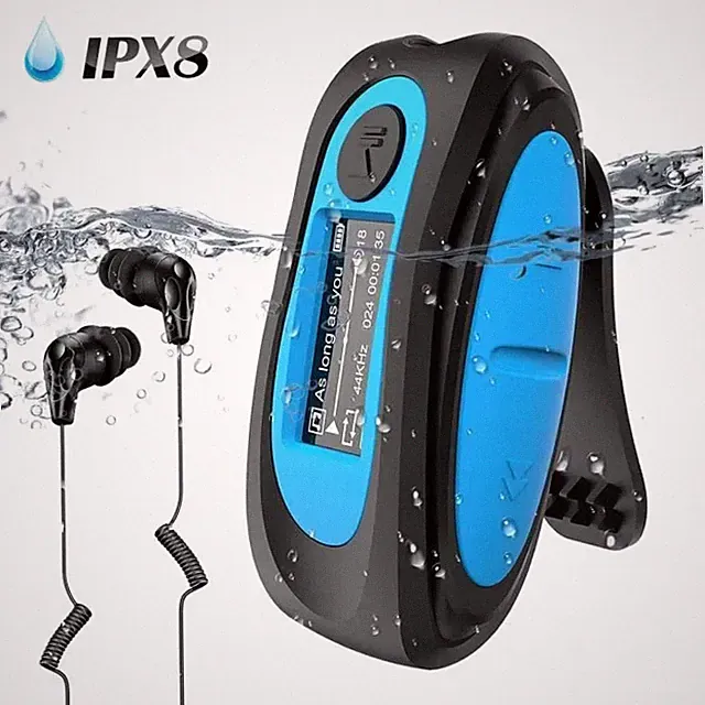 MP3 Wasserdicht IPX8 8GB Player Sport Schwimmen Clip Radio HiFi Display Farbe...
