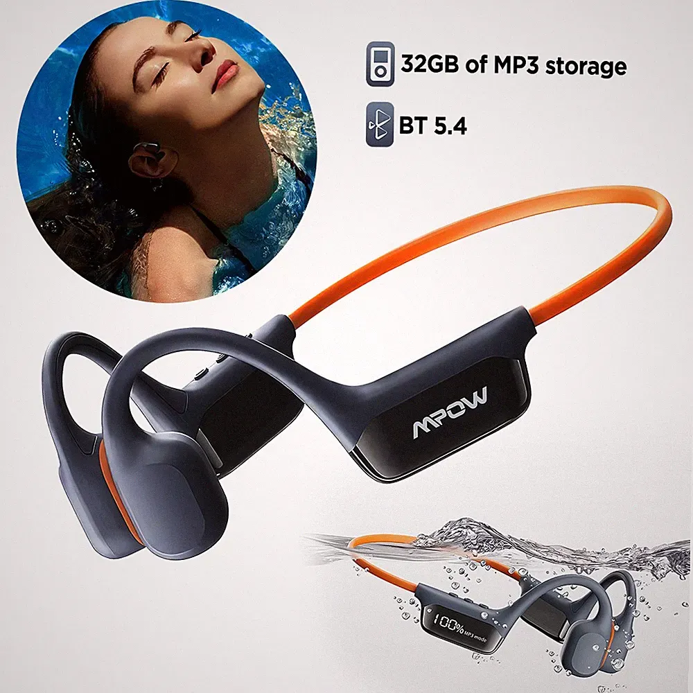 Mpow Bluetooth 5.4 Knochenleitungs-Kopfhörer 32 GB Speicher IPX8 wasserdicht
