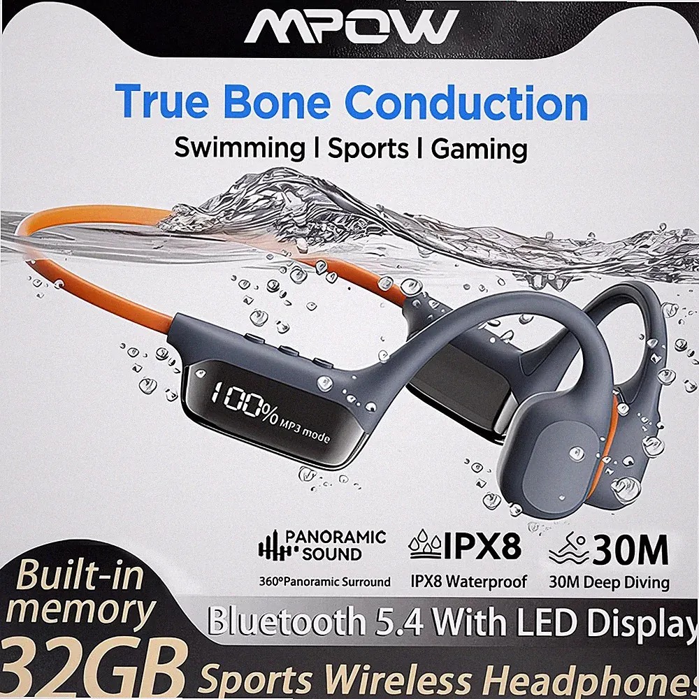 MPOW Bluetooth 5.4 Kopfhörer Knochenschall Open Ear Sport Bone Conduction 32GB