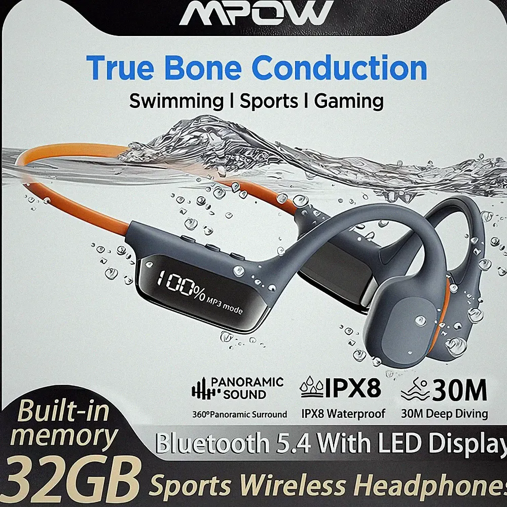 MPOW Bluetooth 5.4 Kopfhörer Knochenschall Open-Ear Sport Bone Conduction IPX8