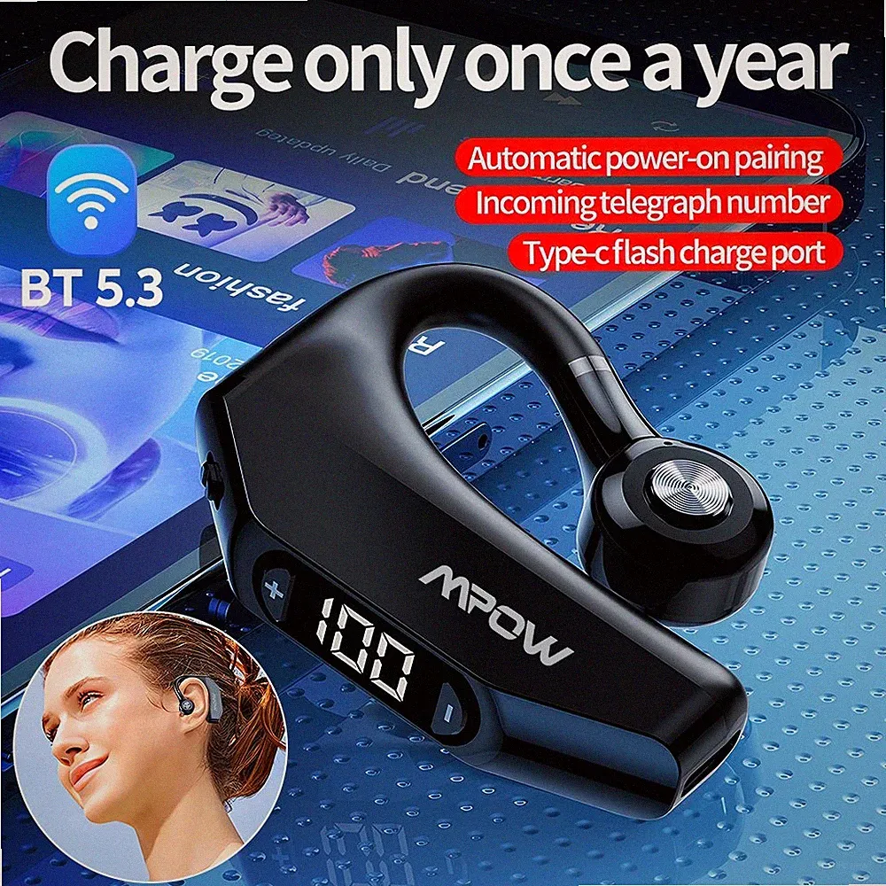 Mpow Einohr Bluetooth Headset Sportkopfhörer Stereo InEar Kopfhörer mit Mikrofon