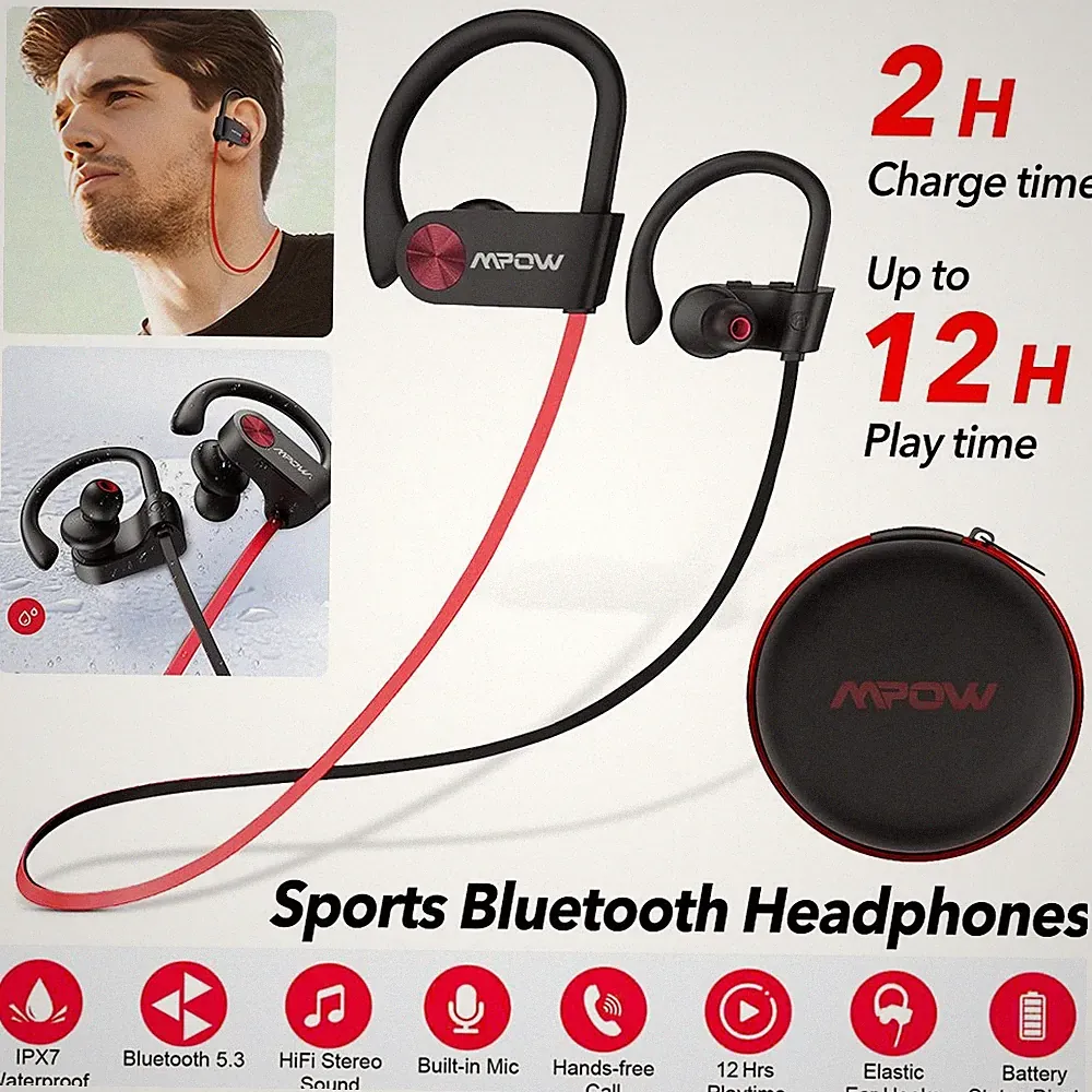 Mpow Flame Bluetooth 5.3 Kopfhörer Kabellose Sport Ohrhörer Headset mit Mikrofon