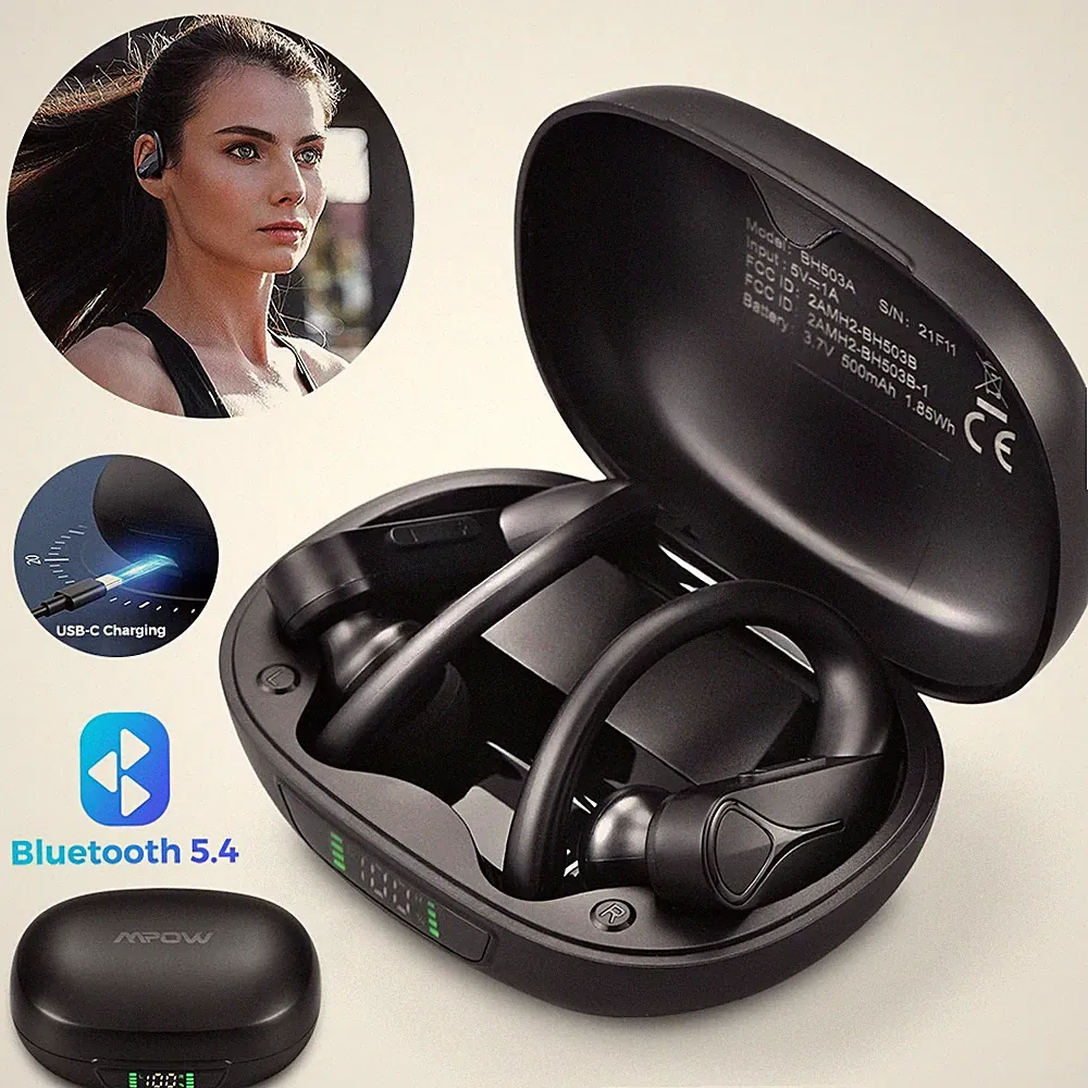 Mpow Flame Bluetooth 5.4 Kopfhörer Bass In Ear Ohrhörer Sport Headset Ohrbügel