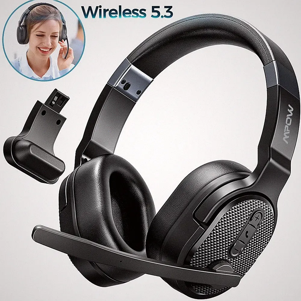 Mpow Kabellos Kopfhörer Bluetooth Headset mit Geräuschunterdrückung für PC/Handy