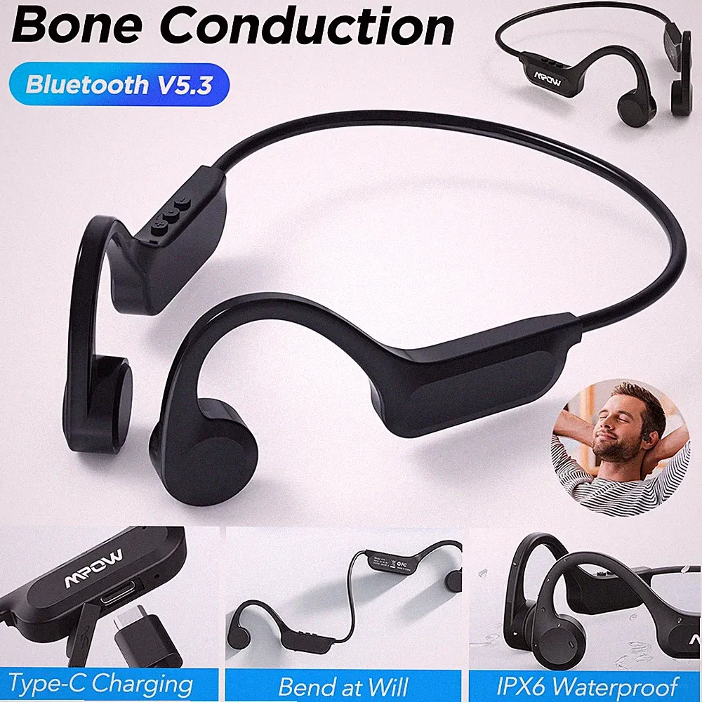 MPOW Knochenleitung Kopfhörer Stereo Kopfhörer mit Mikrofon für Sport Fitness