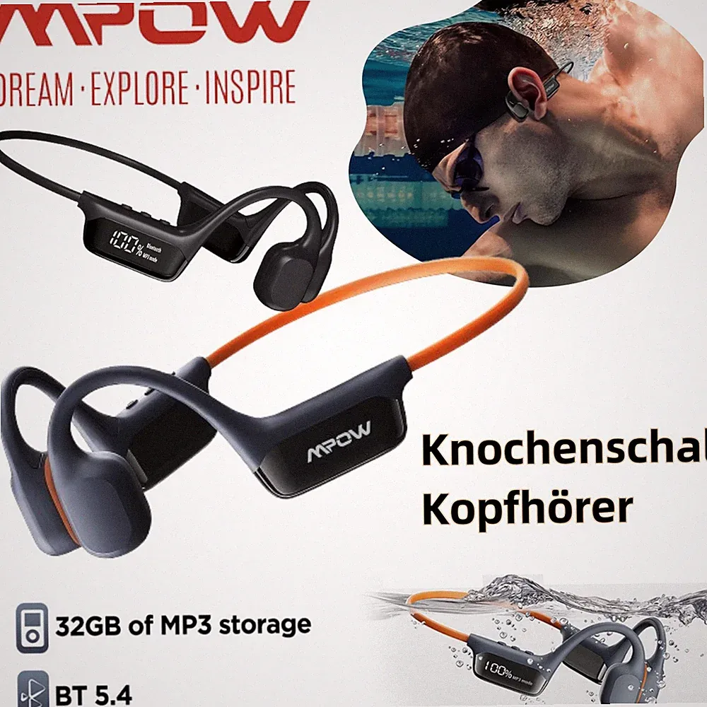 MPOW Knochenschall Headphone Bluetooth 5.4 32GB MP3-player IPX8 Offene Kopfhörer