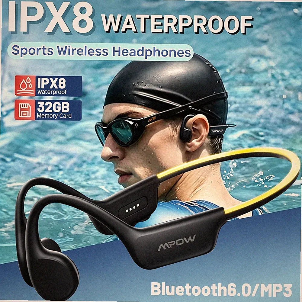 MPOW Knochenschall Kopfhörer Bluetooth 6.0 Open-Ear Schwimmen Sport Kopfhörer