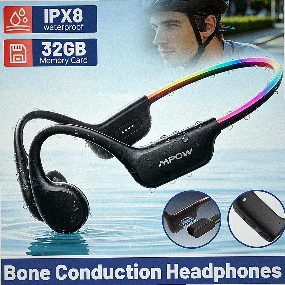 MPOW Knochenschall Kopfhörer IPX8 Bluetooth 6.0 Wasserdicht Schwimmen Kopfhörer