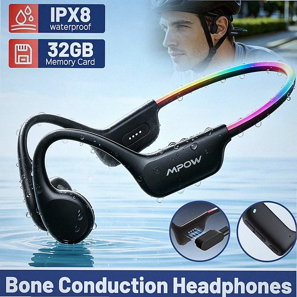 MPOW Knochenschall Sport Kopfhörer Bluetooth 6.0 Wasserdicht Kopfhörer MP3-Modus