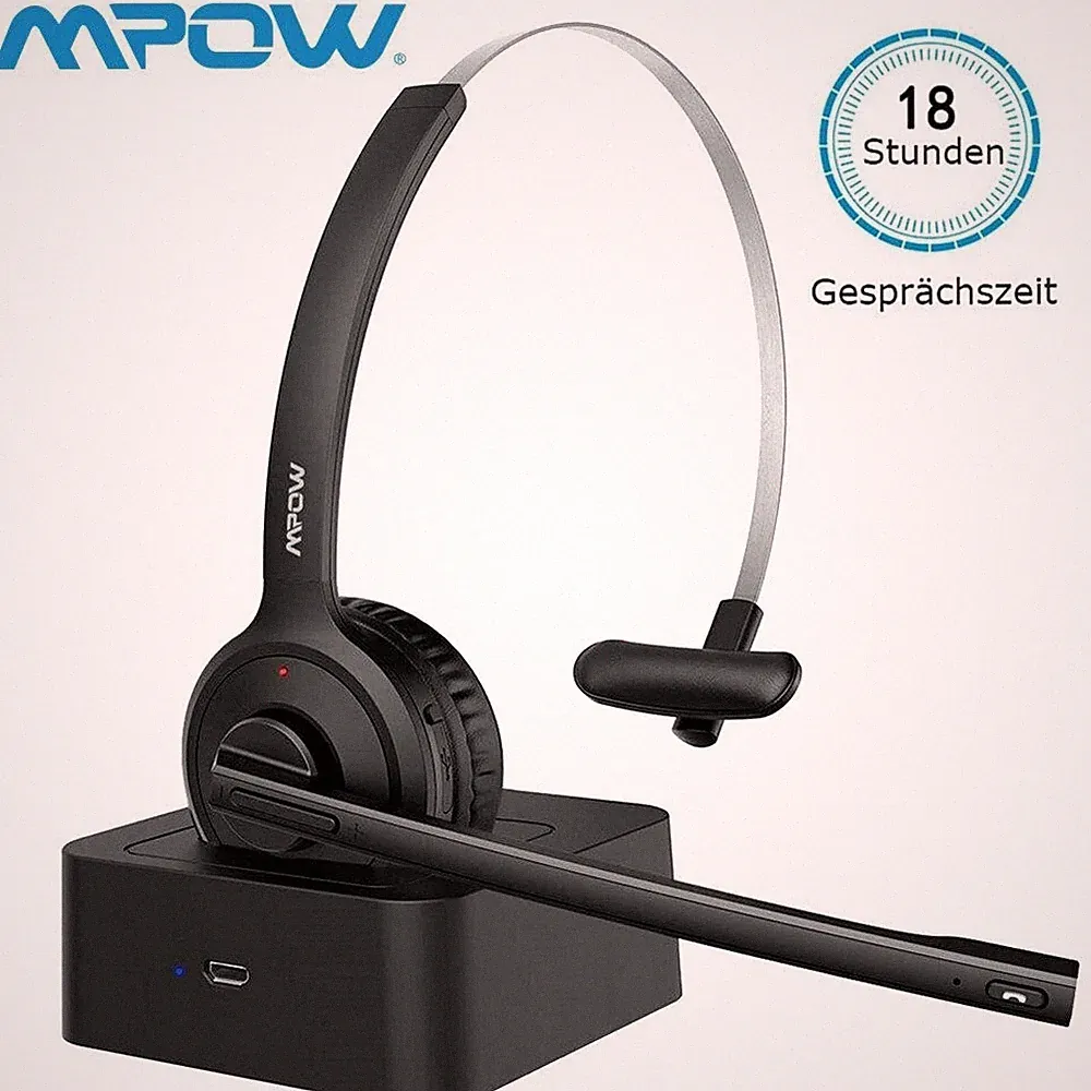 Mpow Over Ear Bluetooth Headset Wireless Handy Büro PC Kopfhörer mit Mikrofon DE