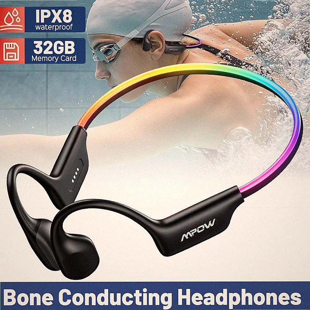 MPOW Schwimmen Kopfhörer IPX8 Knochenschall Sport Kopfhörer 32GB Bluetooth 6.0
