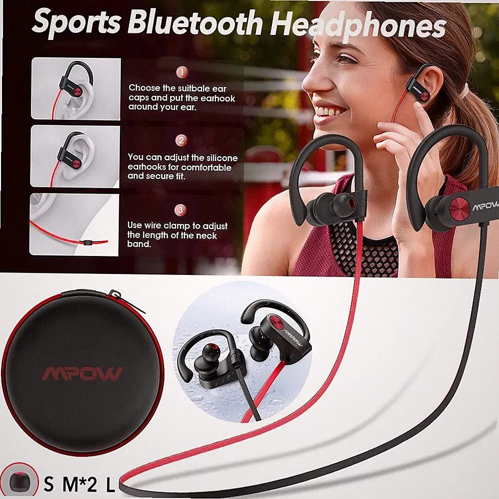 Mpow Sport Run BT 5.3 Kabellose Kopfhörer Bluetooth In-Ear Headset mit Mikrofon