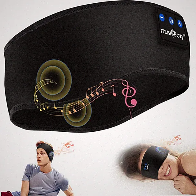 MUSICOZY Bluetooth Schlafkopfhörer Stirnband 16 Std Kabellos Sport Yoga Reisen