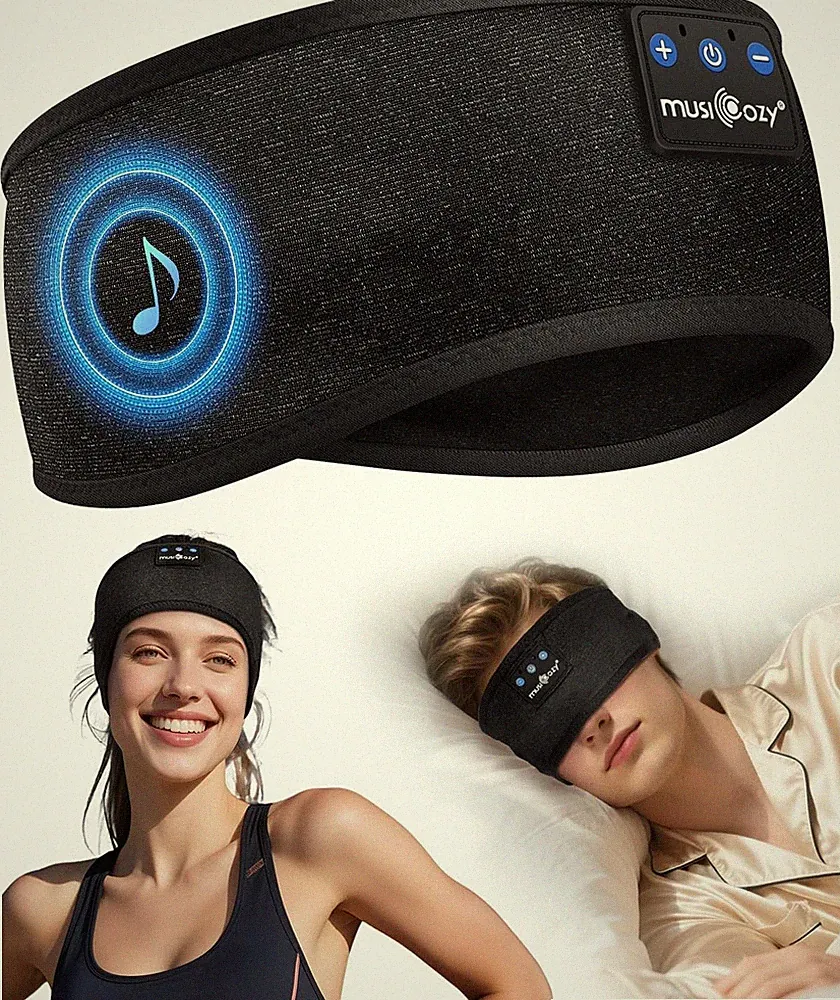 Musicozy Schlafkopfhörer Bluetooth, Kabellose Sportkopfhörer für Yoga 16 Std, M
