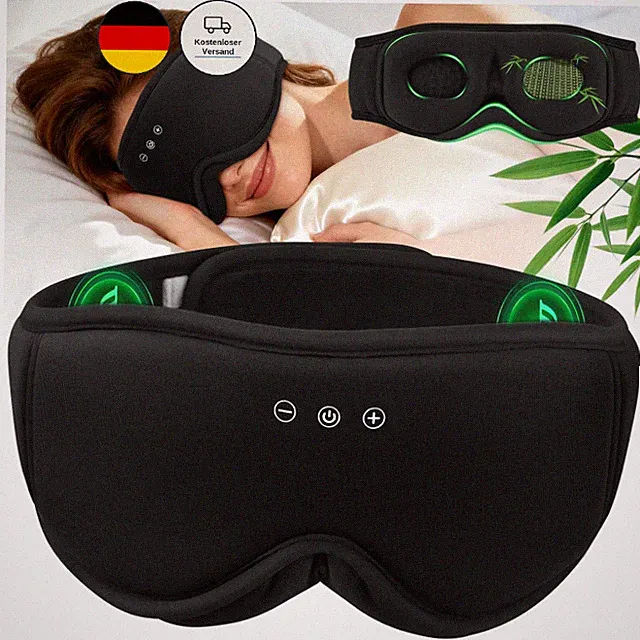 MUSICOZY Schlafmaske mit Bluetooth 5.4 und Kopfhörer – 3D Design Holzkohle