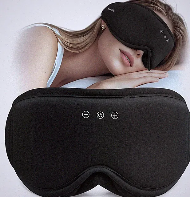 MUSICOZY Schlafmaske mit kopfhörer | 100% Schatten 3D Schlafkopfhörer s