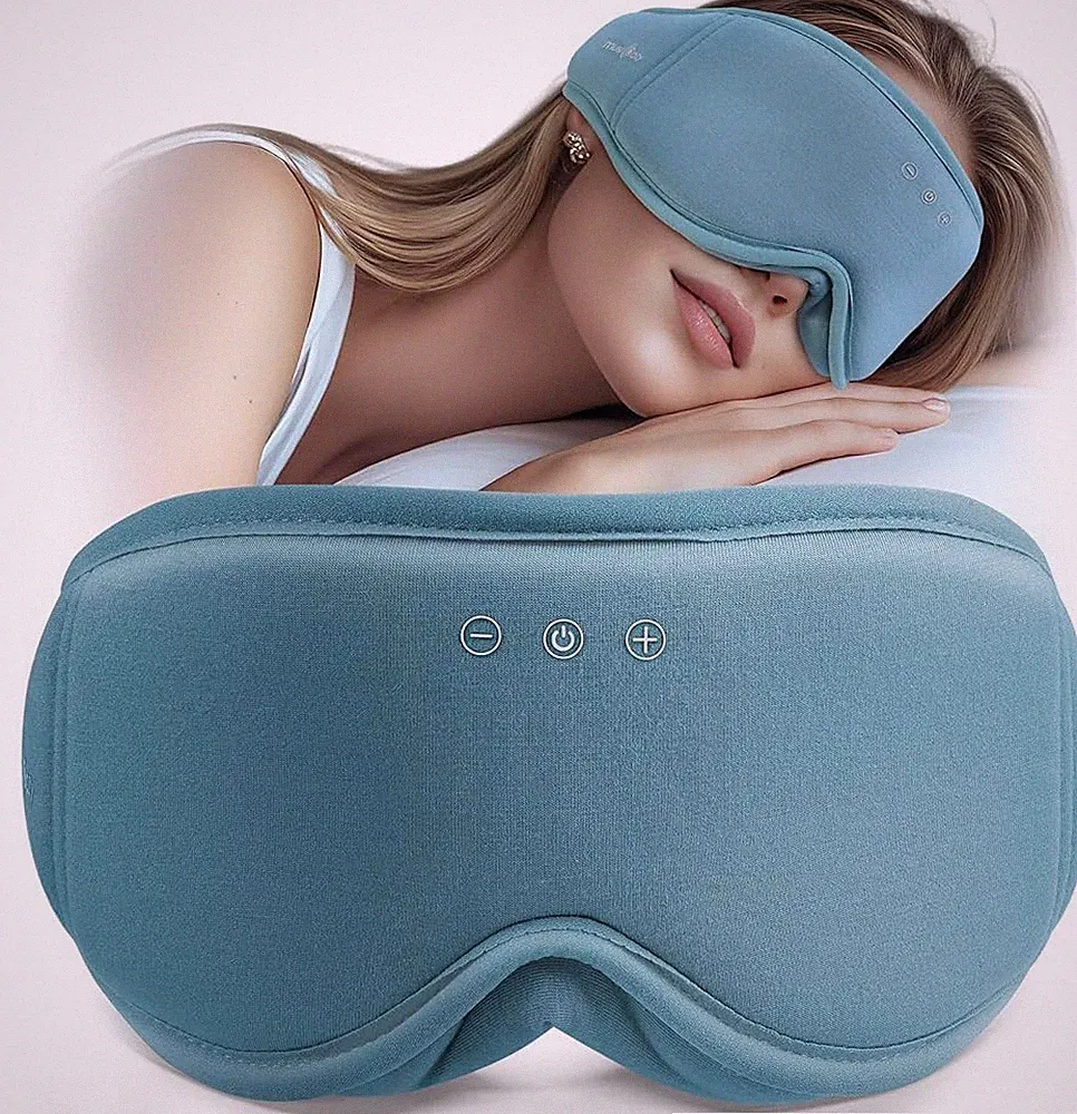 MUSICOZY Schlafmaske Mit Kopfhörer | 100% Schatten 3D Schlafkopfhörer Schlafmask