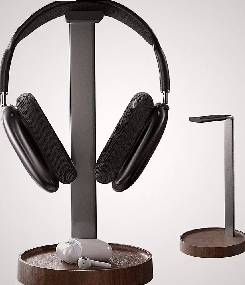 muso wood Kopfhörer Ständer Headset Halterung für Tisch | Aus Walnussholz und Al